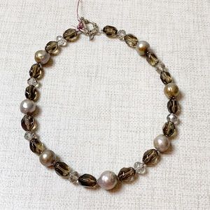 Smoky Quartz Freshwater Edison Pearl Necklace